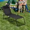 Costway Folding Beach Lounge Chair Heightening Design Patio Lounger w/ Pillow Black\Grey